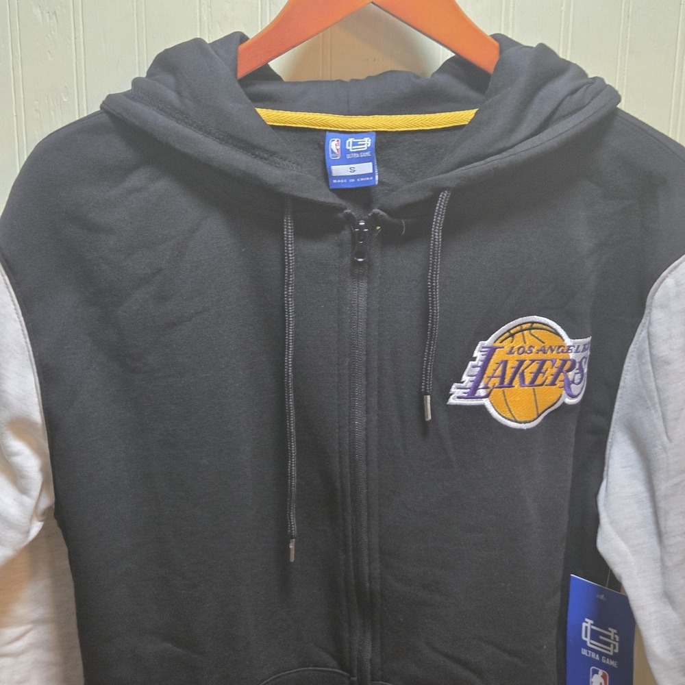 Los Angeles Lakers Hoodie Mens Small Black NBA Basketball Ultra Game Full Zip